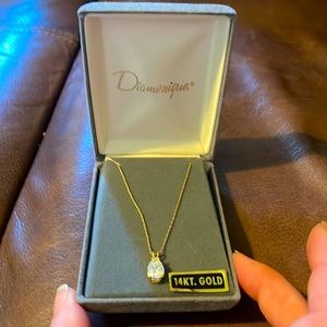 Diamonique 14K gold necklace. CZ 18” chain